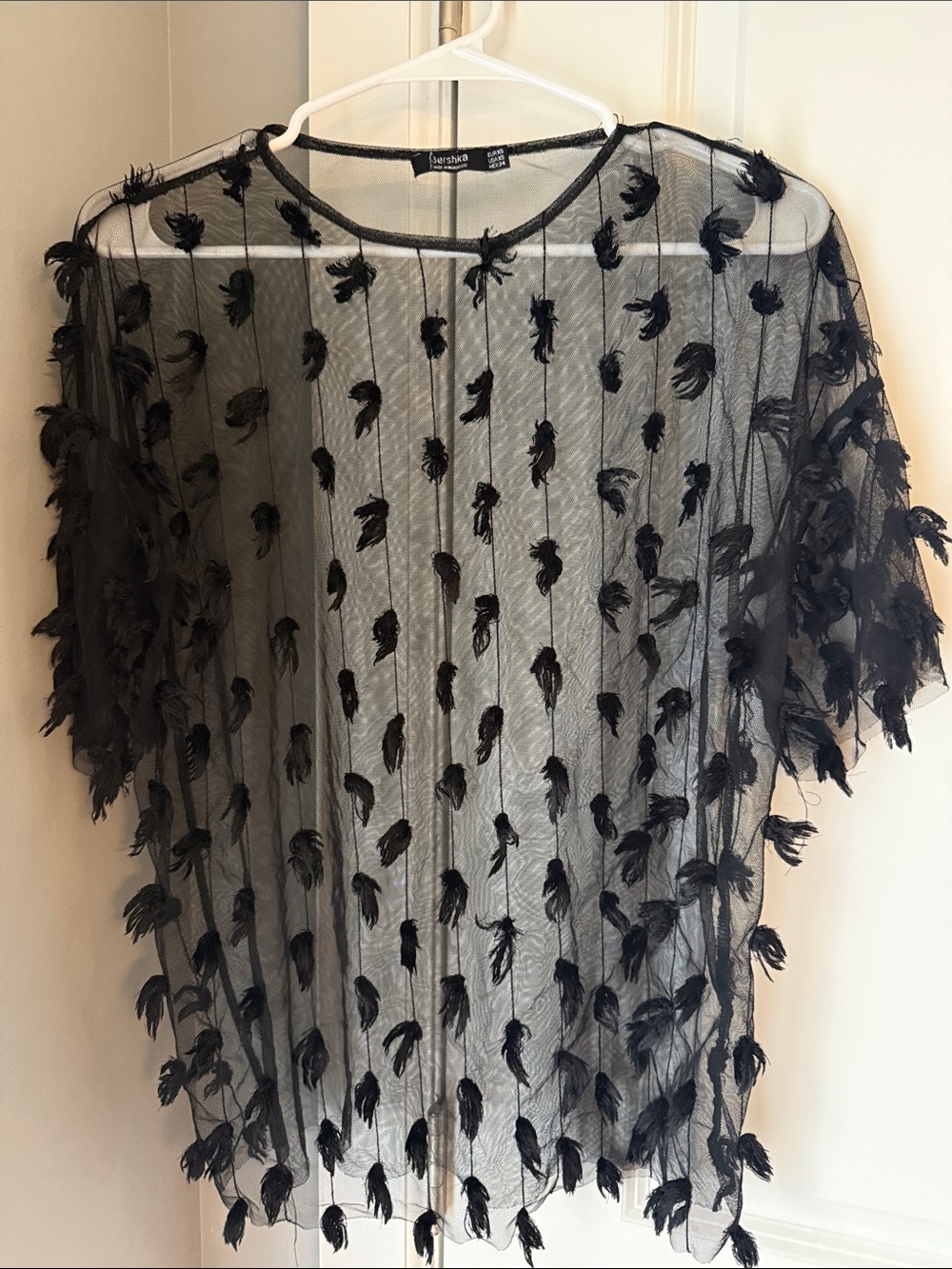 Bershka Black Sheer Feather-Embellished Tunic